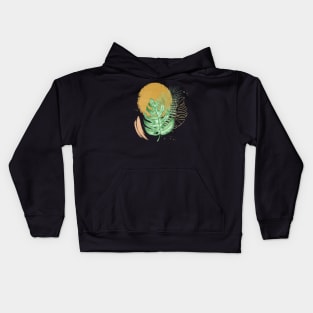 Abstract Moon And Leaves Kids Hoodie